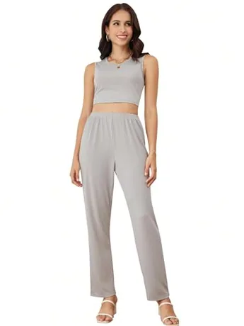 Sleeveless Knit Outfit Set, Grey (X-Large)