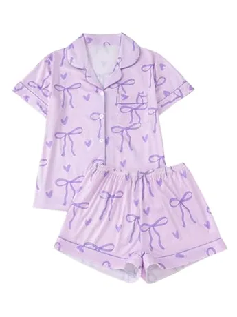 Short Sleeve Sleep Set, Purple