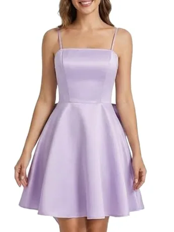 Mini Satin Dress, Lilac (X-Small)