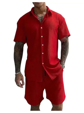 Short Sleeve Outfit Set, Red