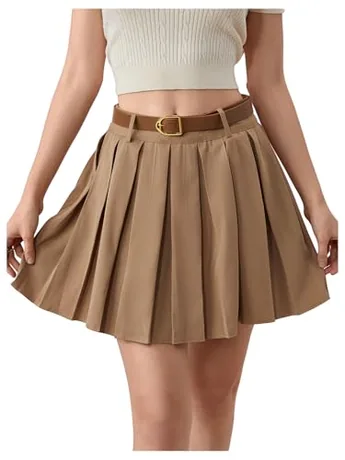 Mini Plaid Skirt, Khaki