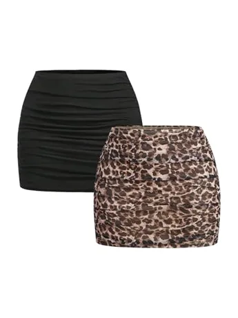 Mini Leopard Skirt, Black