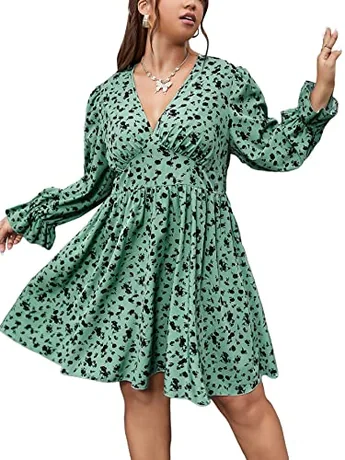 Plus Size Midi Floral Dress, Mint