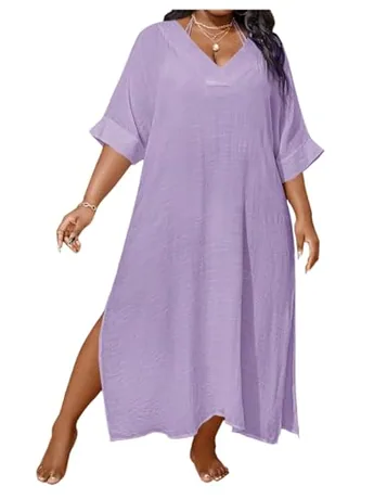 Plus Size Swimsuit, Purple (3X-Large Plus)
