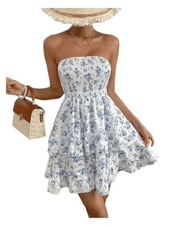 Floral Dress, Blue (X-Small)