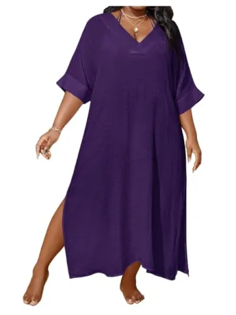 Plus Size Swimsuit, Purple (X-Large Plus)