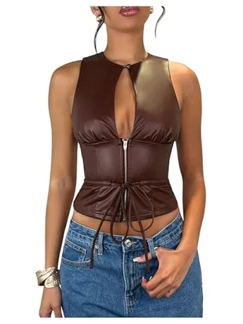 Cutout Tank Top, Coffee