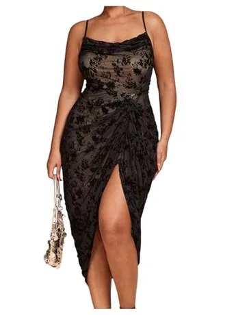 Plus Size Sleeveless Tie Dye Dress, Black