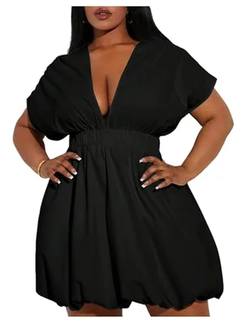 Plus Size Mini Dress, Black