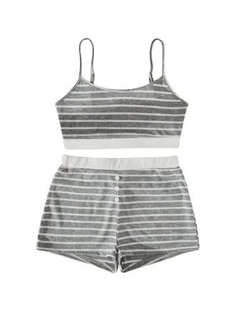 Striped Outfit Set, Grey