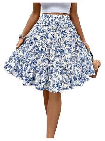 Floral Skirt, White
