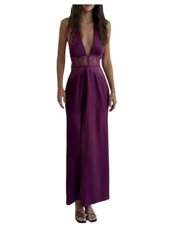 Maxi Lace Dress, Purple (Medium)