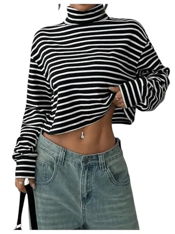 Long Sleeve Striped T-Shirt, Black