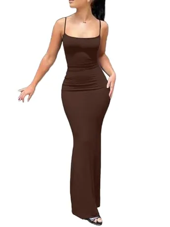Maxi Bodycon Dress, Coffee