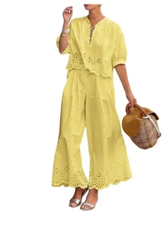 Wide Leg Outfit Set, Yellow