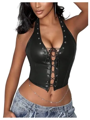 Halter Corset Top, Black