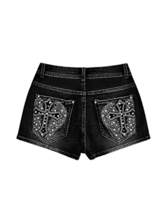 Mini Denim Shorts, Black