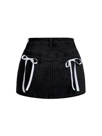 Petite Mini Denim Skirt, Black