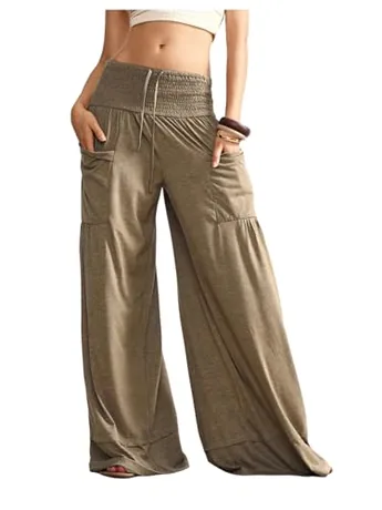 Wide Leg Trousers, Khaki
