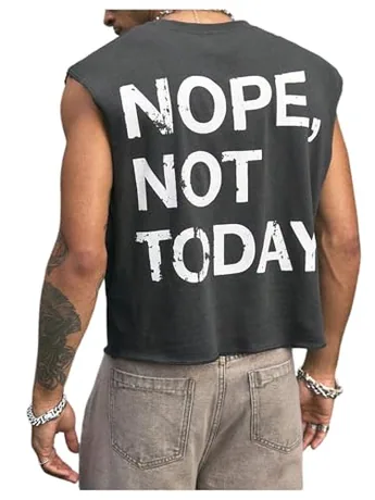 Sleeveless Graphic Tank Top, Grey (Small)