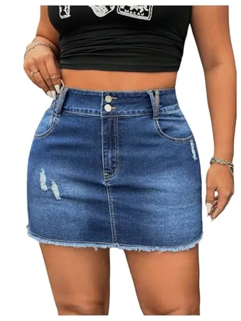 Plus Size Mini Denim Skirt (3X-Large Plus)