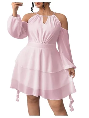Plus Size Mesh Dress, Pink