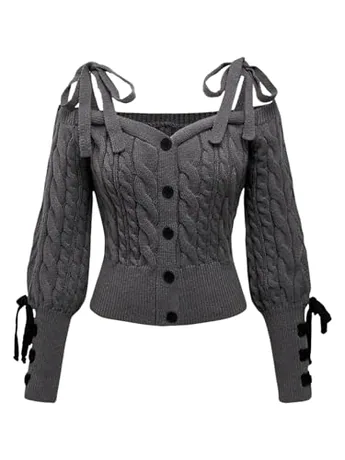 Long Sleeve Knitwear, Grey (X-Small)