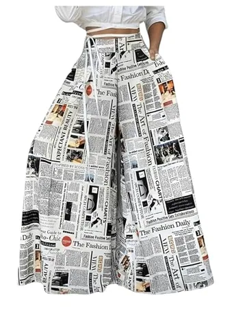 Wide Leg Trousers, Multicolour (Medium)