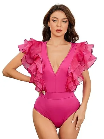 Mesh Bodysuit, Hot Pink