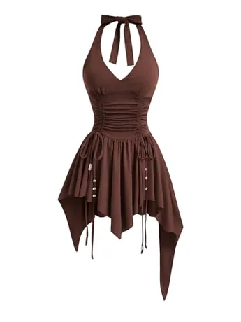 Mini Ruched Dress, Coffee