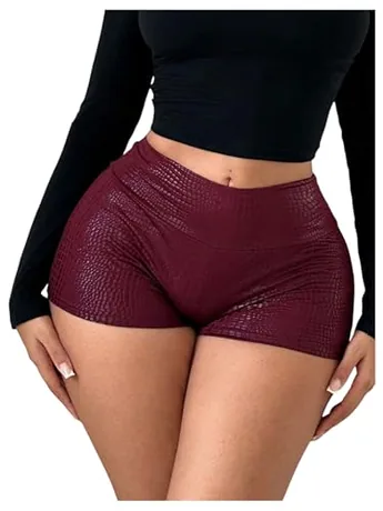 Plus Size Mini Shorts, Burgundy (Large Plus)