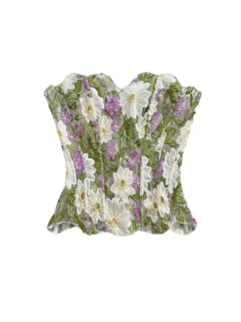 Floral Corset Top, Green