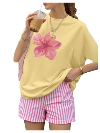 Short Sleeve Leopard Outfit Set, Yellow