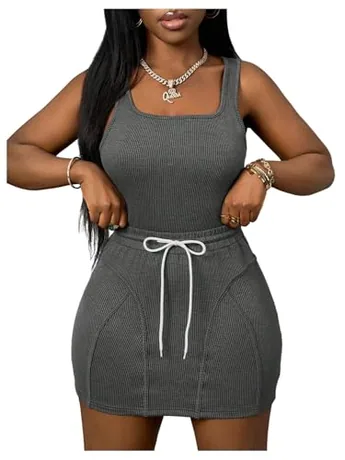 Plus Size Mini Knit Outfit Set, Grey