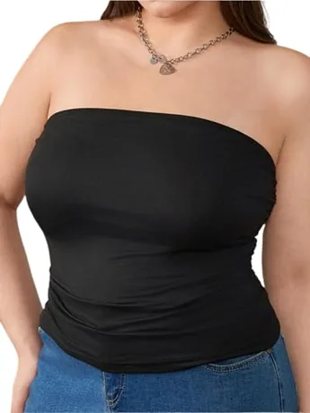 Plus Size Tube Top, Black (3X-Large Plus)