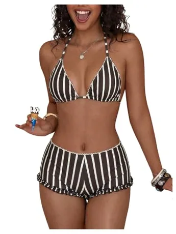 Striped Swimsuit, Coffee
