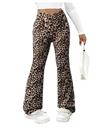 High Waisted Leopard Leggings, Khaki (14 Years)