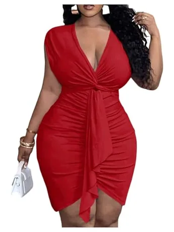 Plus Size Bodycon Dress, Red (X-Large Plus)