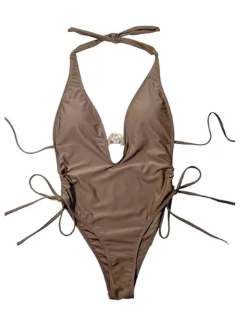 Backless Swimsuit, Brown