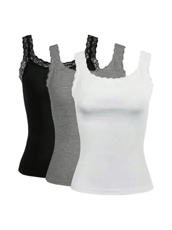 Plus Size Lace Tank Top, Black (3X-Large Plus)