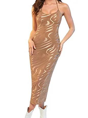 Sleeveless Lace Dress, Apricot