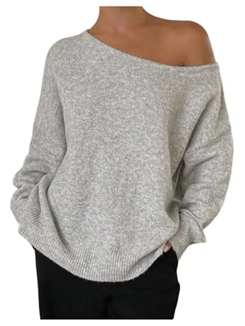 Long Sleeve Knit Knitwear, Grey