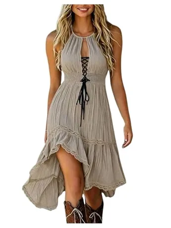 Midi Halter Dress, Khaki