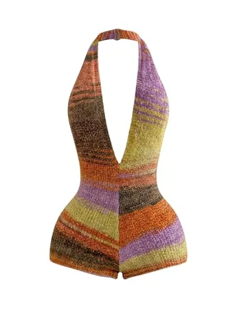 Knit Romper, Orange (Small)