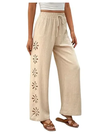 Wide Leg Trousers, Khaki (Medium)