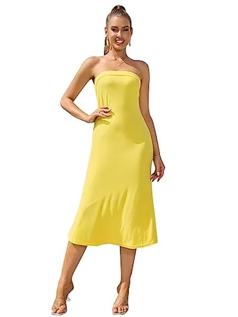 Midi Mesh Dress, Yellow (Small)