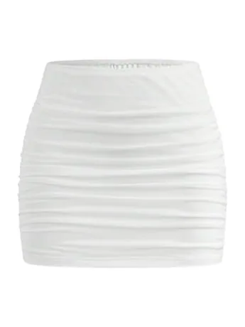 Mini Mesh Skirt, White (10 Years)