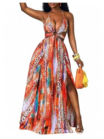Maxi Leopard Dress, Multicolour (X-Large)