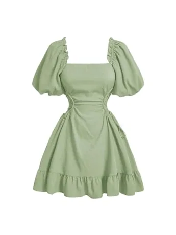 Ruffle Dress, Green (Large)