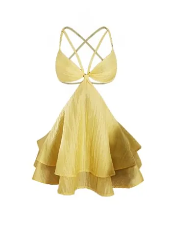 Mini Backless Dress, Yellow (Large)